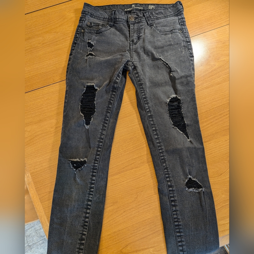 Almost famous black faded ripped skinny jeans